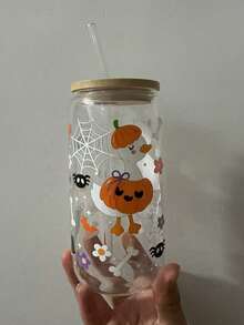 Creative Funny Little Duck Devil Witch Glass Cup, Holiday Gift Iced Drink Cola Tumbler With Straw, Home Atmosphere Photography Glass Cup - Best Choice For Halloween Gift! - Multicolor - View 14