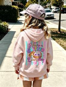 Girls Cute You're A Glitter Dumpling Graphic Sweatshirt, Sweet Long Sleeve Pullover Sweatshirt, Suitable For Autumn/Winter - Pink - View 9