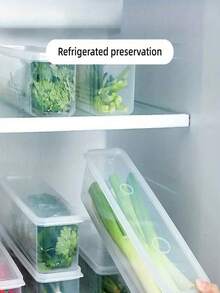 4pcs Rectangular Food Storage Containers, Plastic Reusable Fridge Organizer Boxes, Suitable For Storing Green Onion, Parsley, Cilantro, Garlic, Noodles, Eggs, Etc., With Lid, Hand Washable, Kitchen Essential, Back To School Season Must-Have - Multicolor - View 3