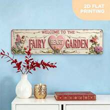 2D Flat Vintage Sign "Welcome To Fairy Heart Garden" Rustic Wall Decor, Suitable For Home Farmhouse Cafe Garage Patio Bedroom Porch And Garden, Durable And Easy To Install, Multi-Purpose English Yard (Random Style) - A - View 6