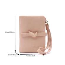 PRETTYZYS 1pc Pink Women's Short Wallet, Solid Color, 2026 New Korean Style Minimalist Fresh Leaf Snap Fold Zipper Multi-Function Card Holder Coin Purse Handbag, Daily Travel, Christmas Gift, Back To School, Valentine's Day Gift, All Season - Pink - View 10