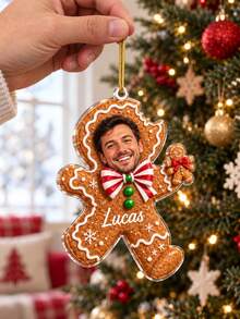 1pc Custom Photo Name Santa Sack Christmas Ornament, Personalized Photo In Santa Gift Bag Acrylic Tree Hanging, Snowman Reindeer Gingerbread Ornament,Funny Xmas Keepsake Gift,Christmas Gift - Multicolor - View 5