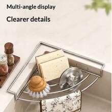 1pc/2pcs Stainless Steel Corner Rack, Suitable For Placing Tableware, Agricultural Products, Sponges And Rags. No Tools Required For Installation, And Can Be Directly Connected To The Sink Drainage System. - Silver - View 6