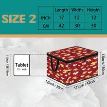 1PC Christmas Cartoon Santa Claus & Reindeer Pattern Foldable Storage Box, Portable Zipper Fabric Organizer, Double Handle Large Capacity Storage Bag, Suitable For Bedroom, Wardrobe, Holiday Decor, Home Storage - Multi-color - View 12