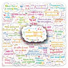 50pcs Inspirational Quotes Stickers Pack, Waterproof Vinyl Colorful Cloud Text Stickers, Inspirational Phrases Handwritten Style Stickers, Suitable For Planner, Diary, Notebook, Laptop, Water Bottle DIY Decoration, Encouragement Gift For Students - Irregular Shape - View 2