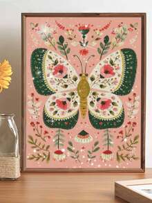 1 DIY Full Diamond Mosaic Diamond Painting, Butterfly Flower Pattern, 5D Hand-Made Diamond Painting Crafts, Suitable For Home Decoration. - A - View 3