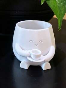 Cute Cat Smiling Face Planter - 3D Printed Mini Flower Pot, Plastic Indoor Plant Pot With Drainage Hole, Asymmetrical Shape Suitable For Home Office Desk Decor, Smiling Flower Pot Gift For Cactus And Small Plants - Promotional Item - View 3