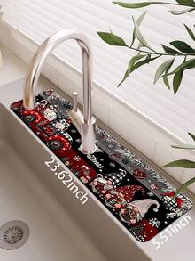 1pc Christmas Santa Claus Pattern, Sink Faucet Water Absorbent Mat, Drainage Mat, Suitable For Kitchen, Bathroom Sink, Countertop, Drainage Mat, Diatomaceous Earth Material, Trimmable, Quick-Drying Mat - Multicolor - View 12
