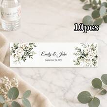 10/20/30pcs Customized Wedding Water Bottle Labels, Personalized Name And Date, Floral Bottle Stickers, Multiple Designs Available, Wedding Reception Supplies, Engagement Party Decor - Multicolor - View 11