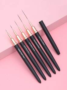 Random 1/3/5pcs Black Metal Handle Nail Art Liner Brush - Black - View 1