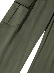Vancamel Pulse Men's Drawstring Versatile Minimalist Multi-Pocket Design Outdoor Functional Style Cargo Long Pants, Casual Men's Long Pants - Army Green - View 5