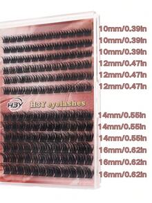 144 Pcs Bulu Mata Gugus D-Curl Russian Volume Fluffy, Ekstensi Bulu Mata Individual Faux Mink, Panjang Campuran 10-16mm, Bulu Mata Gugus DIY yang Dapat Disesuaikan, Tampilan Alami untuk Riasan Sehari-hari, Halloween, dan Panggung - D - View 6