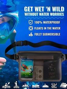 2/1pc PVC Waterproof Waist Bag, Summer Waterproof Phone Pouch, Essential For School Season, Suitable For Swimming And Water Parks - Multicolor - View 4