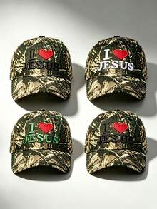 1pc Women Camo Hat I LOVE JESUS Embroidery Baseball Cap Adjustable Design Stylish Hiking Hat Perfect For Outdoor Activities Hiking And Everyday Wear. - Camouflage - View 8