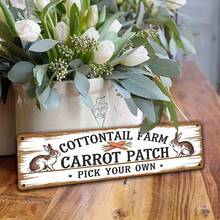 Vintage Easter Metal Sign - Rustic Style 4x16 Inch Wall Decor With Rabbit And Carrot Design, Perfect For Home Kitchen, Cafe, Bakery Or Farmhouse Wall Art, Farmhouse Home Decor (Random Style) - A - View 8