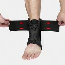 Ankle Brace, Quick-Lacing Unisex Ankle Support, Includes 2 Auto-Molding Pads, Breathable Fabric Cooling Ankle Joint Stabilizer, Suitable For Running And Sports - Black - View 6
