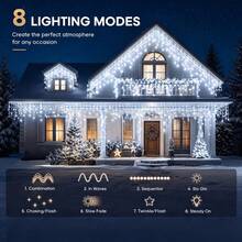 LED Outdoor Solar Icicle Lights, 45/96/150 LEDs, Featuring 8 Flashing Modes. Hanging Decorative Lights To Create Christmas Atmosphere, Suitable For Eaves, Gardens, Patios, Balconies, Parties And Wedding Decorations - Solar Icicle Lights - View 6