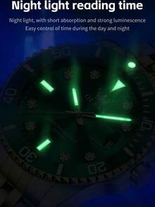 OLEVS Men Quartz Watch Luxury Two-Tone Stainless Steel Luminous Waterproof Rotating Bezel Date Display Rhinestone Business Casual Sport Diver Gift - Green - View 8