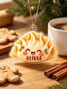 1pc Custom Name Cute Dumpling Christmas Ornament, Personalized Name Acrylic Food Shape Tree Hanging, Funny Unique Christmas Keepsake Gift,Winter Festive Decor,Kitchen Decor,Christmas Gift - Multicolor - View 3