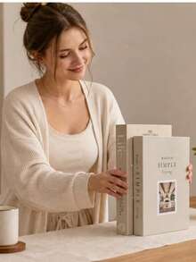 2 Pieces Home Decoration Simulation Book, Paper, Suitable For Coffee Table, Bookshelf Or Mantel, Used For Background Wall Decoration, Bookshelf Decoration And Desktop Decoration, Folded And Shipped, DIY Hand-Assembled, Easy To Transport. - Beige-white - View 10