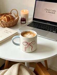 1pc 350ml Colorful Ceramic Mug, Bow Design, Suitable For Daily Use, Cold And Hot Drinks, Suitable For Various Occasions, Microwave , Dishwasher And Hand Washable, Suitable For Tea, Milk And Coffee, Great Gift - Multicolor - View 8