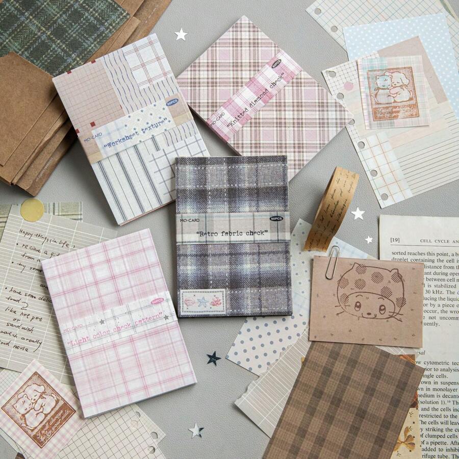 White Kraft Plaid Scrapbooking Paper, Plaid Market Series, Decorative Background Base Paper For Journal DIY Crafts - A - View 1