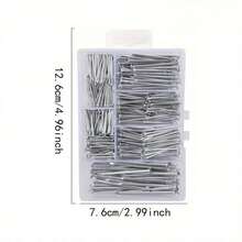 140pcs Assorted Hardware Nails, Wall Nails Storage Box, 6 Sizes, Suitable For Home Decor, Construction Site And Household Essentials - Silver - View 2