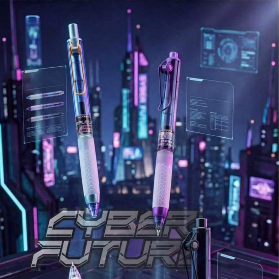 Cyber Future Neutral Pen, Metallic Texture, Cool CS Dual-Ball Concentrated Black Ink, Quick-Drying, Suitable For Students, Exams And Practice - Multicolor - View 1