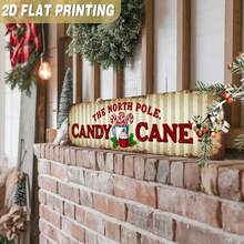 2D Flat, 1pc Vintage Candy Cane Metal Sign - Large Vintage Christmas Wall Decor With Candy Cane Stripes, Durable Iron Material, Suitable For Home, Bar, Store - North Pole Theme Holiday Decoration And Gift Idea (Random Style) - A - View 7