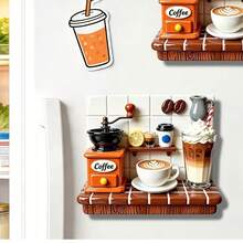 3D Embossed Coffee Machine Fridge Magnet, Personalized Cute Creative Gift Decoration Magnetic Souvenir, These Exquisite Fridge Magnets Are Excellent Creative Gifts, Can Be Used To Decorate Kitchen, Whiteboard, Storage Cabinet, Refrigerator, Also For Home Decor - Style 1 - View 7