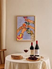 1PC Unframed Vintage Cocktail Wall Art, Colorful Martini And Cocktail Prints, Retro Glamorous Drinking Scene Poster, Fashionable Bar Cart Wall Decor For Home Bar, Kitchen, Dining Room, Living Room, Party Decor And Cocktail Lover Gift - Abstract - View 1