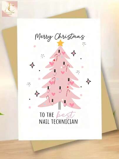 1pc Funny Christmas Card For THE BEST NAIL TECHNICIAN, Holiday Card, Merry Christmas Card, Merry Christmas TO THE BEST NAIL TECHNICIAN, Christmas Gift, Christmas Gift Card, The Best Christmas Gift For Friends And Family