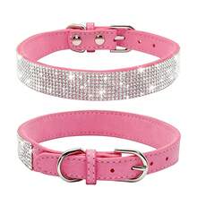 Dog Collar For Small Dogs, Lightweight Adjustable Microfiber Leather Suede Bling Dog Collars,Pink Dog Collar Cat Collar, Rhinestone Dog Collar. - Multicolor - View 16
