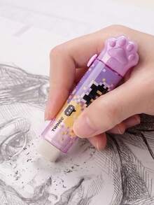 1/2/4pcs Pixel Cat Paw Retractable Push-Pull Eraser, Cute Sliding Rubber Eraser, Clean Erase Without Traces, Creative Stationery Students Correcting Tools, Back To School Gift - Multicolor - View 8