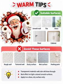 SUPSTICKER Funny Christmas Break Wall Bathroom Wall Sticker, Peel And Stick Removable Holiday Decor, 9.31*12.80 In, 4 Patterns Available - Christmas - View 11