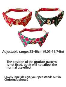 Christmas Adjustable Pet Collar, Suitable For Cats And Small Dogs, British Style Christmas Gingerbread Man Plaid Pattern, Pet Christmas Gift, Pet Holiday Party Outfit - Multicolor - View 10