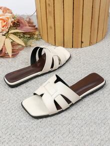 Women's Flat Sandals Spring Summer New Versatile Soft Sole Beach Slides Fashion Roman Sandals - White - View 3