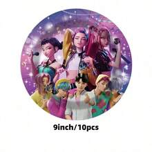 50/20/10/1pc/K-POP Girl Group Theme Disposable Tableware Set [7-Inch Paper Plates, 9-Inch Paper Plates, Napkins] - Suitable For 10 People, Perfect For Birthday Parties, Weddings, Theme Parties, Family Picnics - Multicolor - View 11
