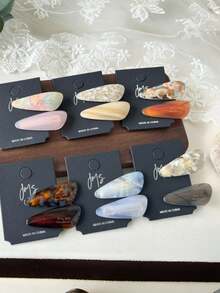 2PCs/12PCs/8PCS Solid Color Casual Acetate Water Drop Hair Clips New Side Alligator Hair Clips Premium Elegant Small Hair Accessories - Multicolor - View 11