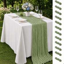 16 Pack Sage Green Cheesecloth Table Runner,Gauze Table Runner, Boho Rustic Semi Sheer Cheese Cloth Fabric Table Decor For Wedding, Party, Baby Shower, Bridal Shower, Birthday, Farmhouse Dining, Garden, Engagement And Home Decor - Sage Green - View 14