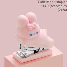 1 Set Stapler - Mini Doll Stapler 400pcs 24/6 Staples, Cartoon Bear Rabbit Duck Portable Animal Binder Cliper, Office Binding Tools, Back To School - Multicolor - View 10
