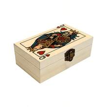1pc Wooden Storage Box With Queen Of Hearts Playing Card Pattern, Small Jewelry Organizer Box, Keepsake Collection Box, Desktop Organizer, Souvenir Storage, Vintage Home Decor - Multicolor - View 6