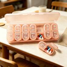 Portable Weekly Pill Organizer, Medication Storage Box, Clear Sun And Moon Icons To Prevent Missed Doses, Compact Pill Box, Easy Open And Close Design, Waterproof And Moisture-Proof, Suitable For Travel, Office And Christmas Gift - one-size - View 15