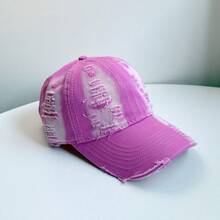 1pc Fashion Distressed Ripped Edge Soft Top Baseball Cap, Curved Brim Baseball Cap For Daily Wear - Multicolor - View 2