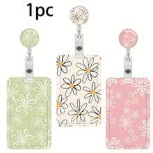 1pc Daisy ID Card Holder Badge Holder Access Card Meal Card Lanyard Employee Card Chest Badge Retractable Clip Card Holder - Multicolor - View 11