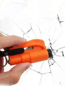 2-In-1 Emergency Seat Belt Cutter/Window Breaker Tool. Comes With Car Keychain And Mini Hammer. This Is An Escape Tool For Emergency Situations, Capable Of Easily Breaking Car Windows And Cutting Seat Belts. It Is Both A Portable Rescue Tool And An Emergency Hammer, Suitable For Use At Home, School, Or During Travel. Features A Cute Gothic And Y2K Style Design; The Hammer Part Is Equipped With 1 Hook For Hanging And Storage. - A - View 8