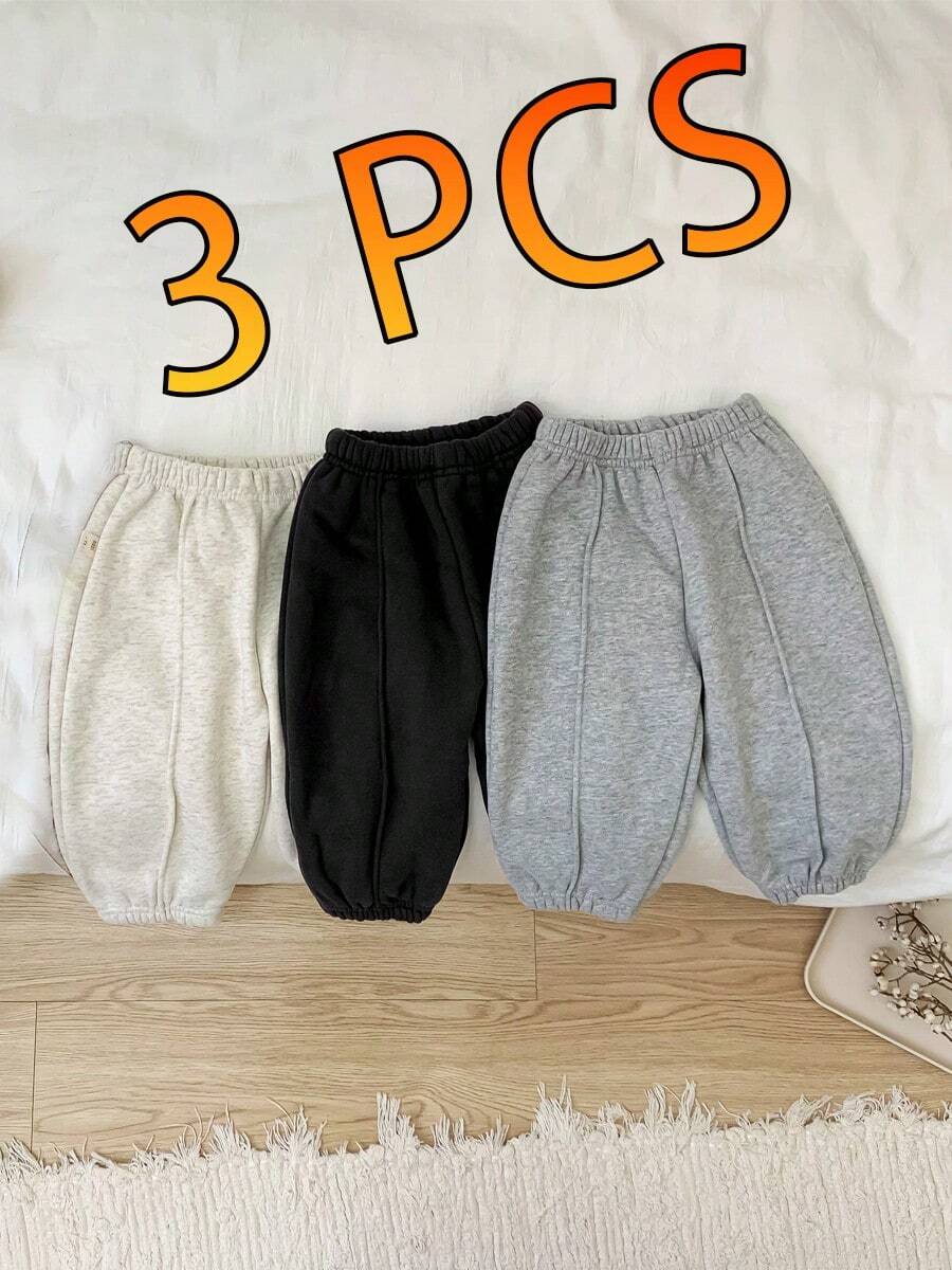3pcs/Set Baby Pants Autumn/Winter Korean Style Infant Sports Pants Casual Versatile Sweatpants Elastic Waist Spring/Autumn - Multicolor - View 1
