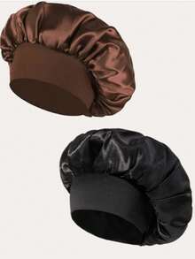 1pc Luxury Silk Satin Sleep Caps, Solid Color, Elastic Hair Protection Caps, Lightweight Comfortable For All-Night Wear, Hair Care, Shower, Gentle Fit To Scalp, For Her - Multicolor - View 8