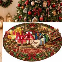 1pc Fireplace Pattern Christmas Tree Skirt, Elegant Color Holiday Decoration, 5 Sizes, Unisex Holiday Gift, Suitable For Home And Party Christmas Home Decor - Fireplace - View 8