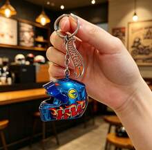 Mattel Hot Wheels - Speed Series Helmet Pendant Blind Box 1:48 7 Styles Metal Keychain Boy Toy Backpack Charm Motorcycle Enthusiast - Multicolor - View 1